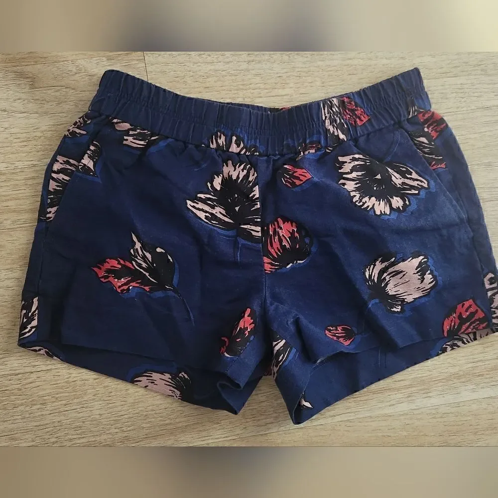 J. Crew Boardwalk Blue Floral Pull on Shorts size 0